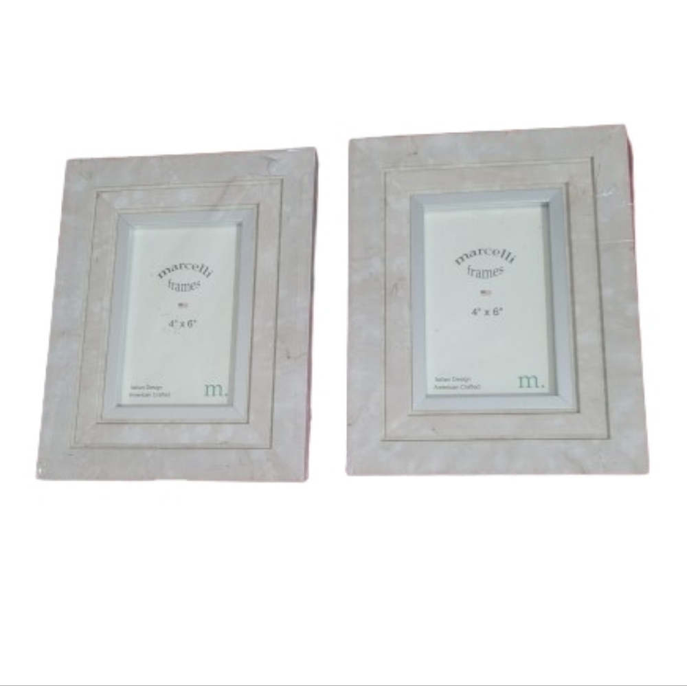 Marcelli 4" x 6" Frames 2 Natural Bone Inlay Mother of Pearl In Made  Italy Gift